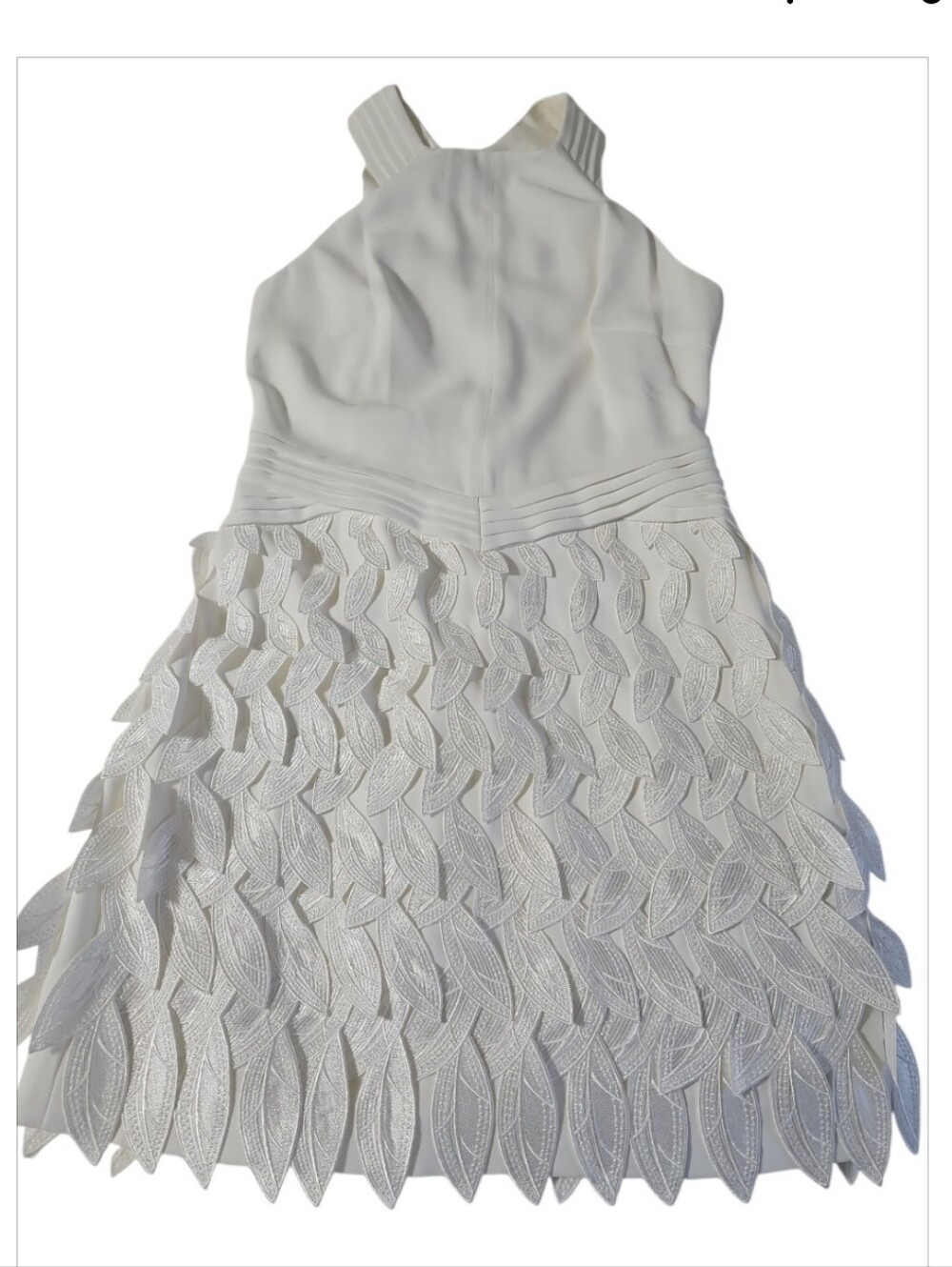 REISS White Flora Feather-Trim Halter Mini Dress Sz 8 - Picture 10 of 16